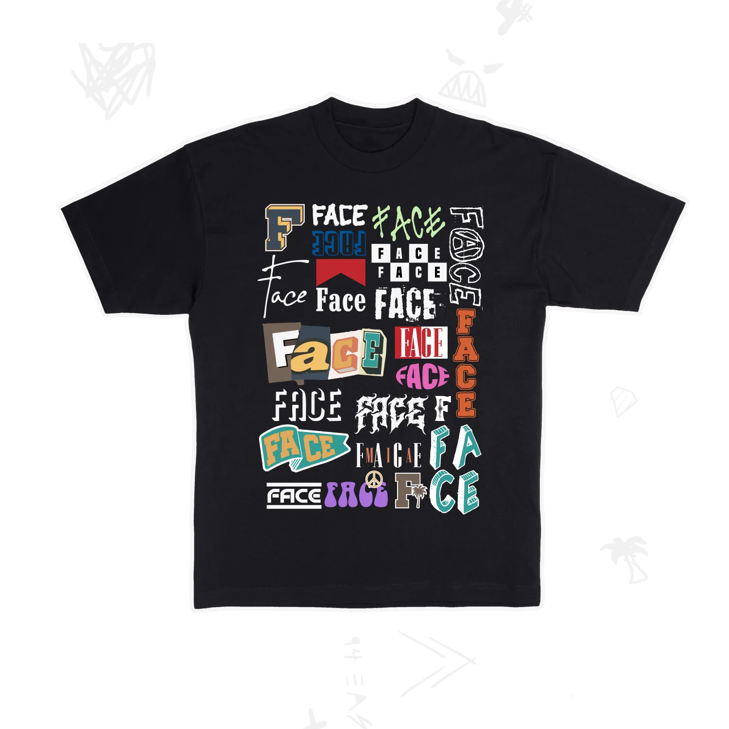 FACE Collage T-Shirt (Black) - Image 2