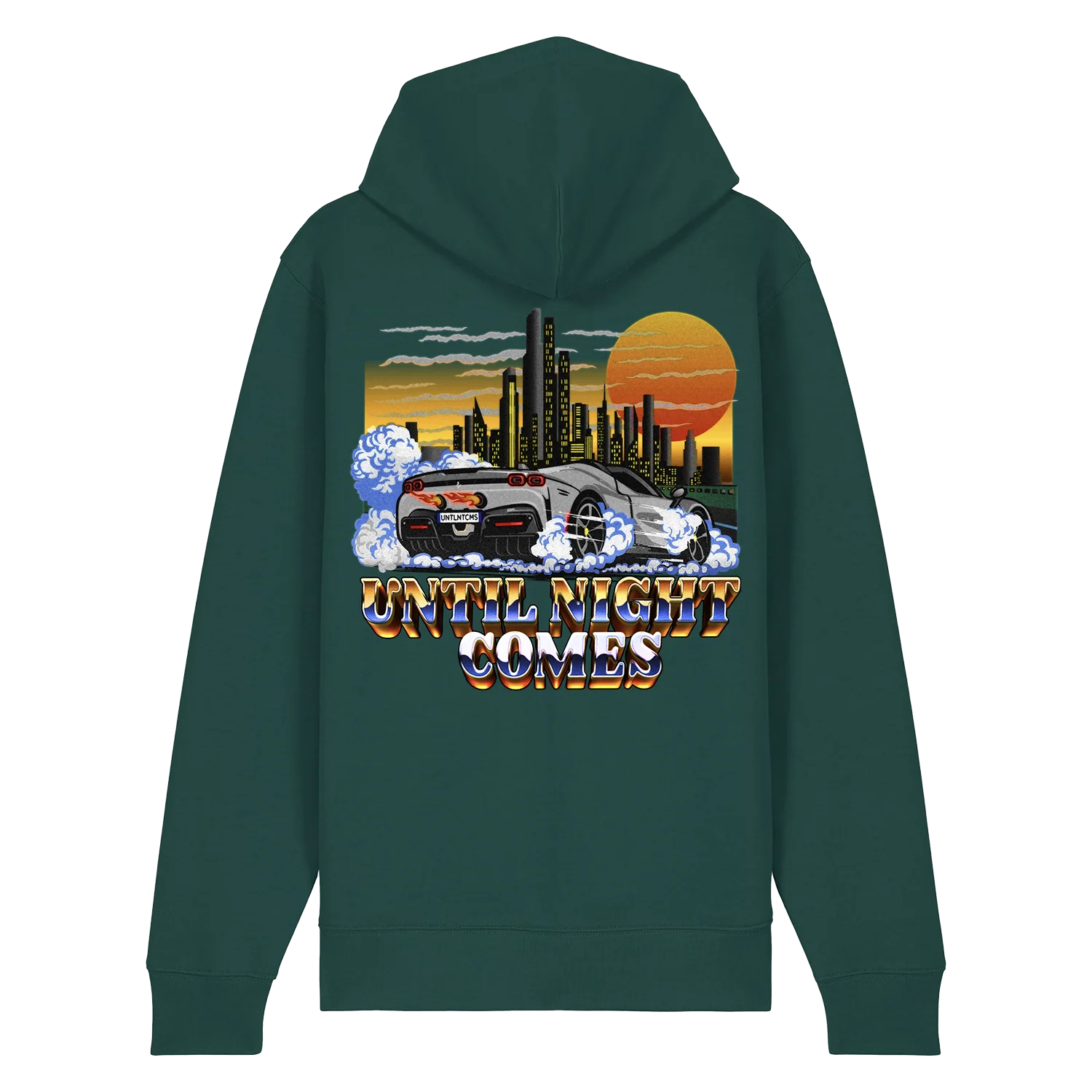 Until Night Comes - Cityscape Zip Hoodie (Pine Green)