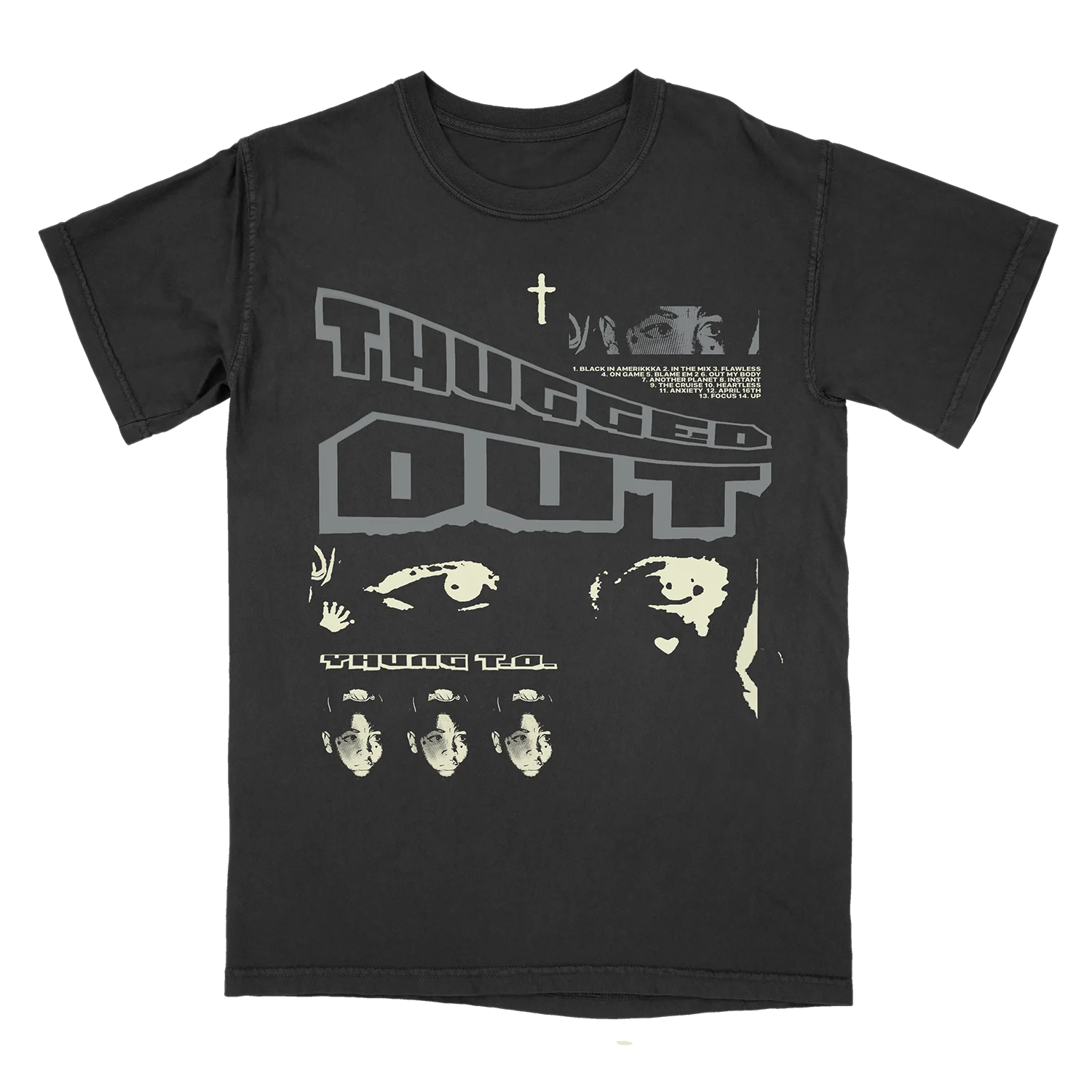 Yhung T.O. - Thugged Out Cross Black T-Shirt + Download